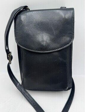 Joan Weisz Women's Handbag Core Black Leather Credit Card Slots Crossbody Bag